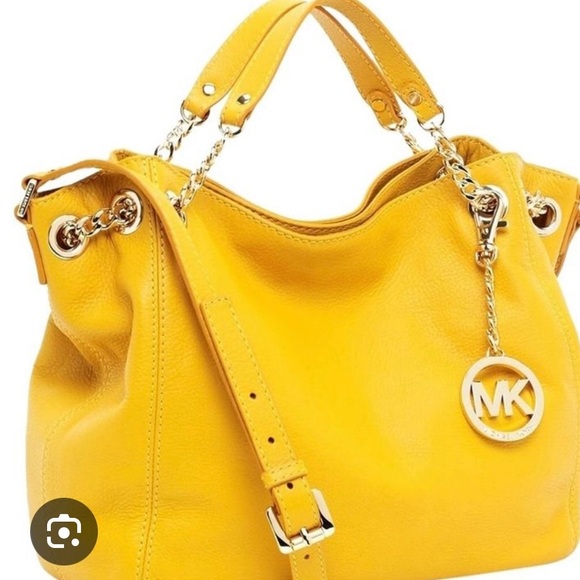 MICHAEL Michael Kors | Zinnia Maragold Yellow Pebbled Leather Satchel -EUC - Picture 2 of 16